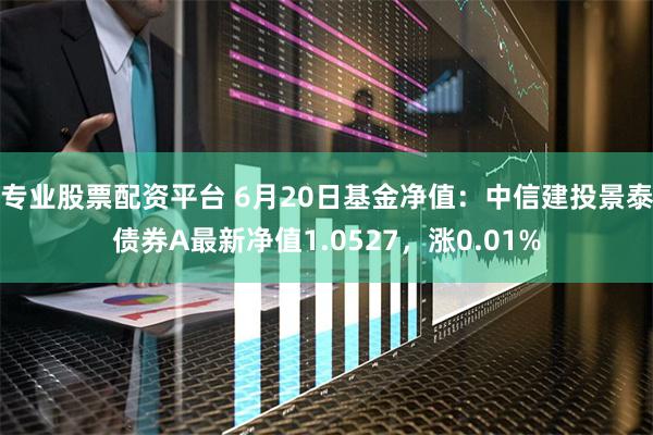 专业股票配资平台 6月20日基金净值：中信建投景泰债券A最新净值1.0527，涨0.01%