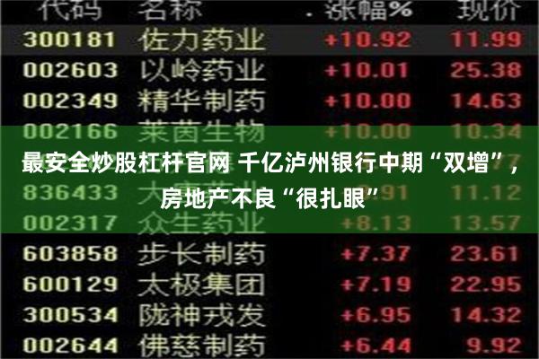 最安全炒股杠杆官网 千亿泸州银行中期“双增”，房地产不良“很扎眼”